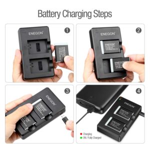 ENEGON NB-13L Replacement Lithium Battery Pack(2 Packs) and Dual USB Charger for Canon PowerShot G5X,G7X, G7X Mark II,III,SX720 HS, SX730 HS, SX740 HS, SX620 HS, G1X Mark III,G9X, G9X Mark II Cameras