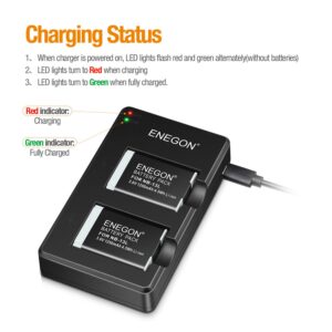 ENEGON NB-13L Replacement Lithium Battery Pack(2 Packs) and Dual USB Charger for Canon PowerShot G5X,G7X, G7X Mark II,III,SX720 HS, SX730 HS, SX740 HS, SX620 HS, G1X Mark III,G9X, G9X Mark II Cameras