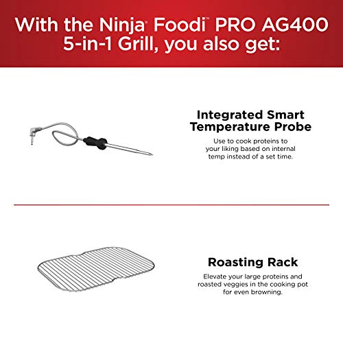 Ninja Foodi Pro 5-in-1 Indoor Integrated Smart Probe, 4-Quart Air Fryer, Roast, Bake, Dehydrate, an Cyclonic Grilling Technology, with 4 Steaks Capacity, Stainless