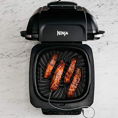 Ninja Foodi Pro 5-in-1 Indoor Integrated Smart Probe, 4-Quart Air Fryer, Roast, Bake, Dehydrate, an Cyclonic Grilling Technology, with 4 Steaks Capacity, Stainless