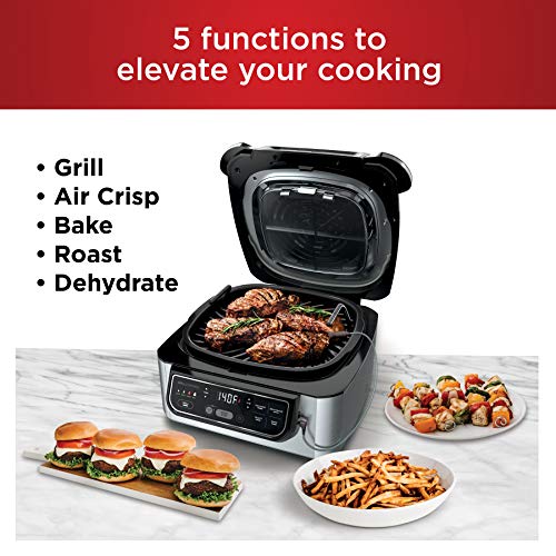 Ninja Foodi Pro 5-in-1 Indoor Integrated Smart Probe, 4-Quart Air Fryer, Roast, Bake, Dehydrate, an Cyclonic Grilling Technology, with 4 Steaks Capacity, Stainless