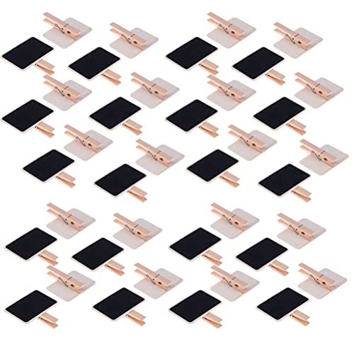 40Pcs 2.36 x 1.58 Inch Wood Mini Chalkboard Clips Wooden Blackboard Clips Photo Price Chalk Board Message Board Tag Signs with Pegs for Memo,Note Taking,Food Label,Wedding Table Number Place Card