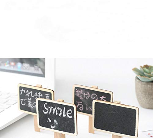40Pcs 2.36 x 1.58 Inch Wood Mini Chalkboard Clips Wooden Blackboard Clips Photo Price Chalk Board Message Board Tag Signs with Pegs for Memo,Note Taking,Food Label,Wedding Table Number Place Card