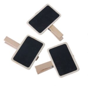 40Pcs 2.36 x 1.58 Inch Wood Mini Chalkboard Clips Wooden Blackboard Clips Photo Price Chalk Board Message Board Tag Signs with Pegs for Memo,Note Taking,Food Label,Wedding Table Number Place Card