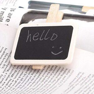 40Pcs 2.36 x 1.58 Inch Wood Mini Chalkboard Clips Wooden Blackboard Clips Photo Price Chalk Board Message Board Tag Signs with Pegs for Memo,Note Taking,Food Label,Wedding Table Number Place Card