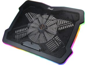 rosewill rgb laptop cooling pad, gaming laptop cooler for 17 inch laptops, big quiet fan, adjustable angles, lighting modes, fan speed modes - (rwnb17b), black