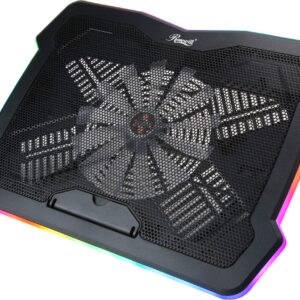 Rosewill RGB Laptop Cooling Pad, Gaming Laptop Cooler for 17 Inch Laptops, Big Quiet Fan, Adjustable Angles, Lighting Modes, Fan Speed Modes - (RWNB17B), Black