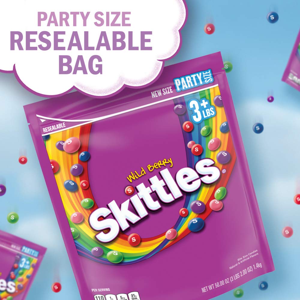 SKITTLES Wild Berry Fruity Candy 50 Ounce(Pack of 1) Party Size Pouch