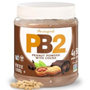 pb2 powdered chocolate peanut butter with cocoa - 4g of protein, 90% less fat, certified gluten free, only 50 calories per serving for shakes, smoothies, low-carb, keto diets…