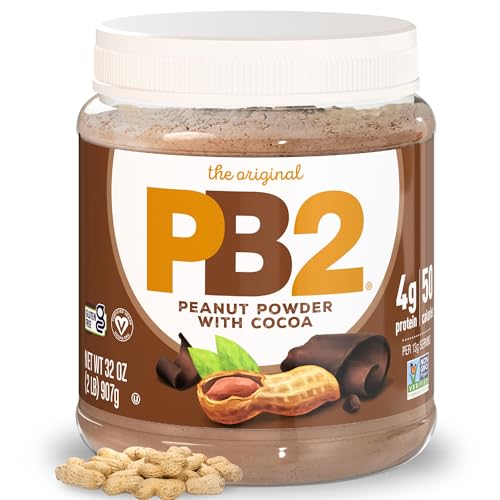 PB2 Powdered Chocolate Peanut Butter with Cocoa - 4g of Protein, 90% Less Fat, Certified Gluten Free, Only 50 Calories per Serving for Shakes, Smoothies, Low-Carb, Keto Diets…