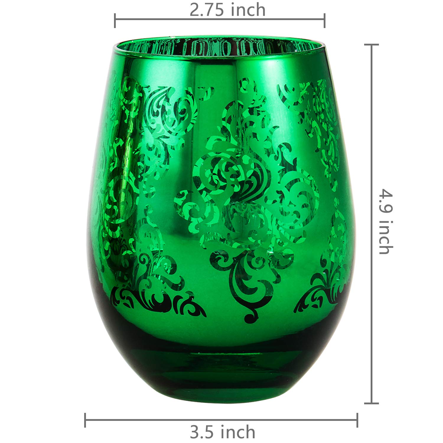 MyGift Assorted Christmas Themed Stemless Wine Glasses, Set of 4