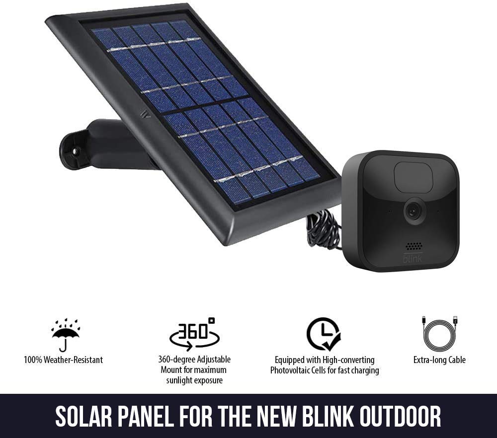 Wasserstein Outdoor Solar Panel with Internal Battery Compatible with Blink Outdoor and XT2/XT Cameras (Single)