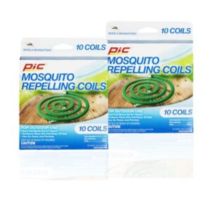 pic mosquito repelling coils, 10 count box, 2 pack - mosquito repellent for outdoor spaces - 20 coils total (packaging may vary)