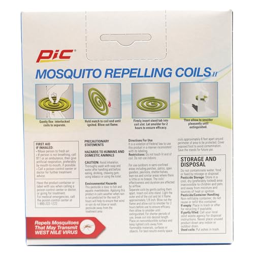 PIC Mosquito Repelling Coils, 10 Count Box, 2 Pack - Mosquito Repellent for Outdoor Spaces - 20 Coils Total (Packaging May Vary)