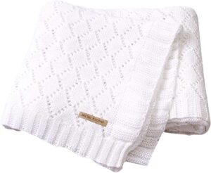 mimixiong toddler blankets knitted cellular baby blankets for boys and girls size 40 x30 inch white