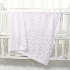 mimixiong Toddler Blankets Knitted Cellular Baby Blankets for Boys and Girls Size 40 x30 Inch White