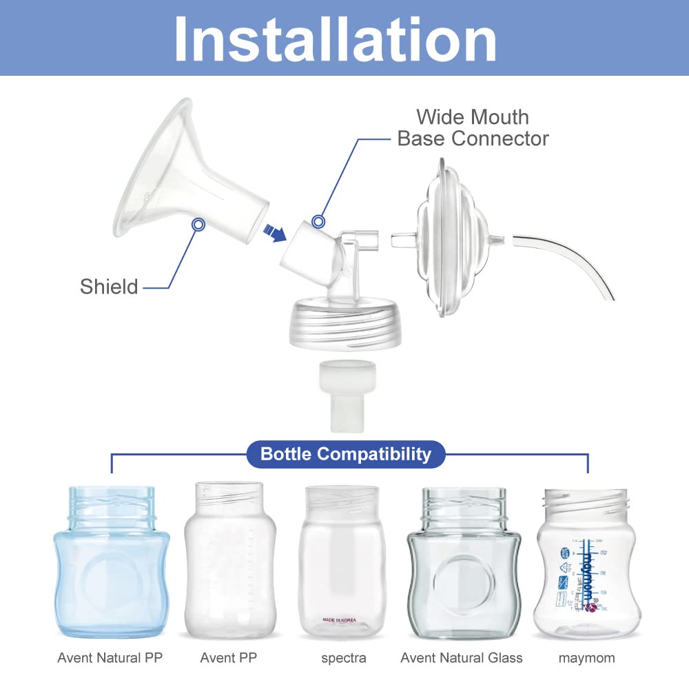 Maymom Pump Parts Compatible with Spectra S2 Accessories Spectra S1, Two-Piece Flange 24mm(Separable Shield and Connector) Not Original Spectra Pump Parts Spectra Flange Spectra Bottle Spectra Valve