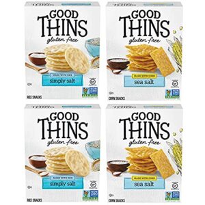 Good Thins Rice & Corn Snacks Gluten Free Crackers Variety Pack, 4 Boxes