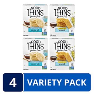 Good Thins Rice & Corn Snacks Gluten Free Crackers Variety Pack, 4 Boxes