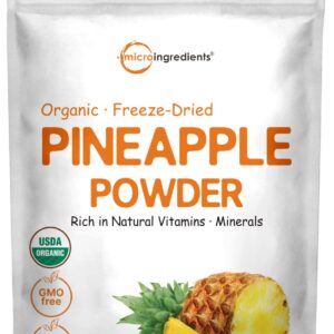 Organic Pineapple Powder, 8oz | 100% Natural Fruit Powder | Freeze-Dried Pineapples Source | No Sugar & Additives | Great Flavor for Drinks, Smoothie, & Beverages | Non-GMO & Vegan Friendly