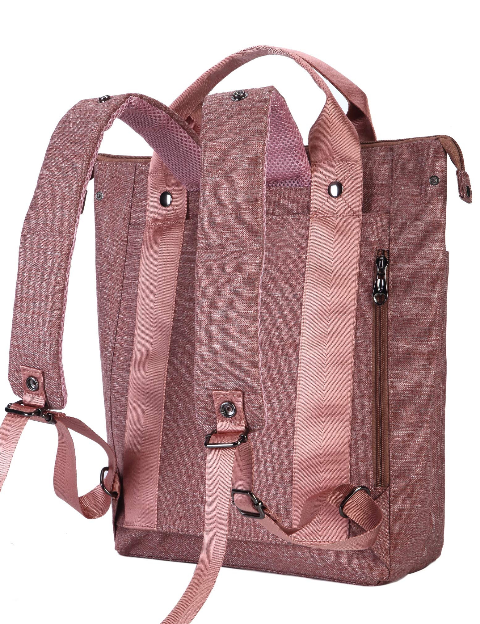 Kah&Kee Convertible Laptop Backpack and Tote Bag Handbag Computer Compartment Travel School for Women Man (Antique Pink)