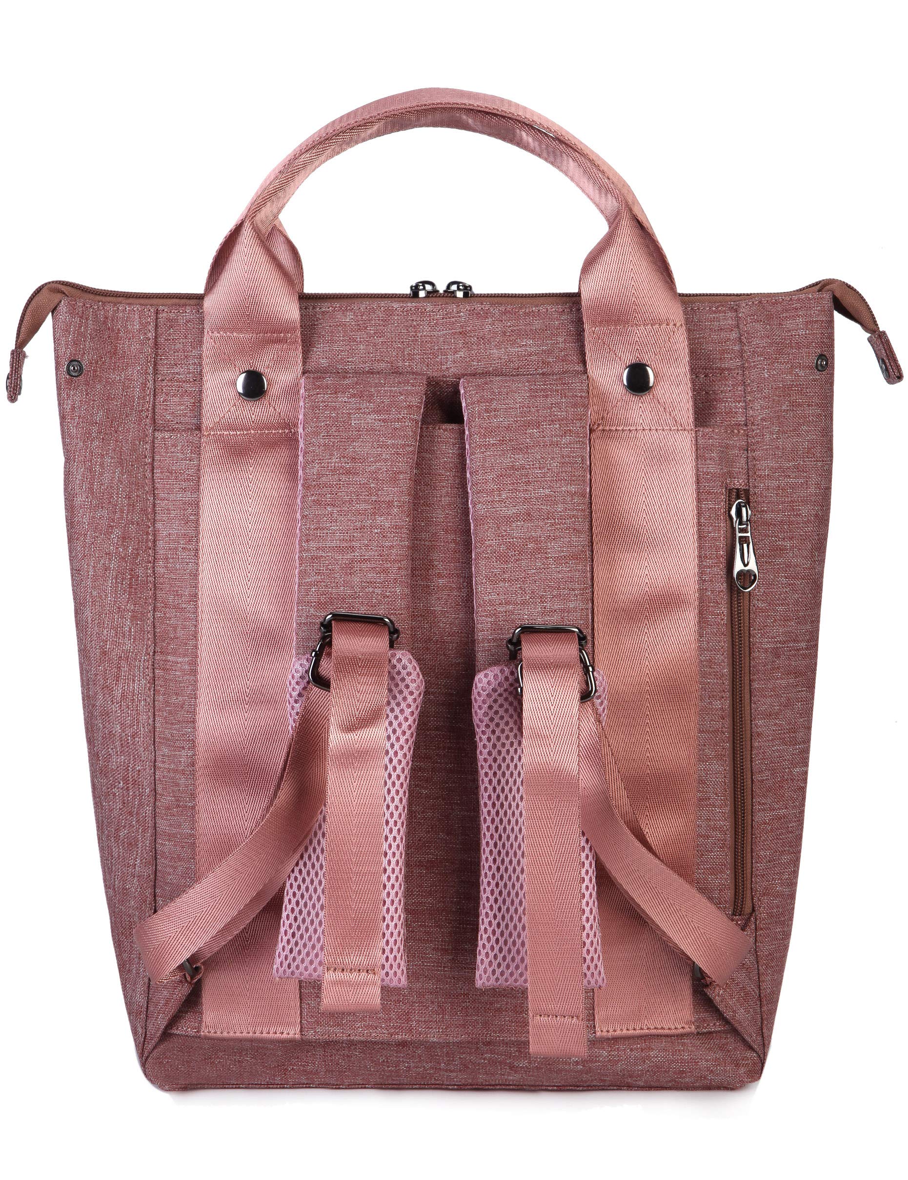 Kah&Kee Convertible Laptop Backpack and Tote Bag Handbag Computer Compartment Travel School for Women Man (Antique Pink)