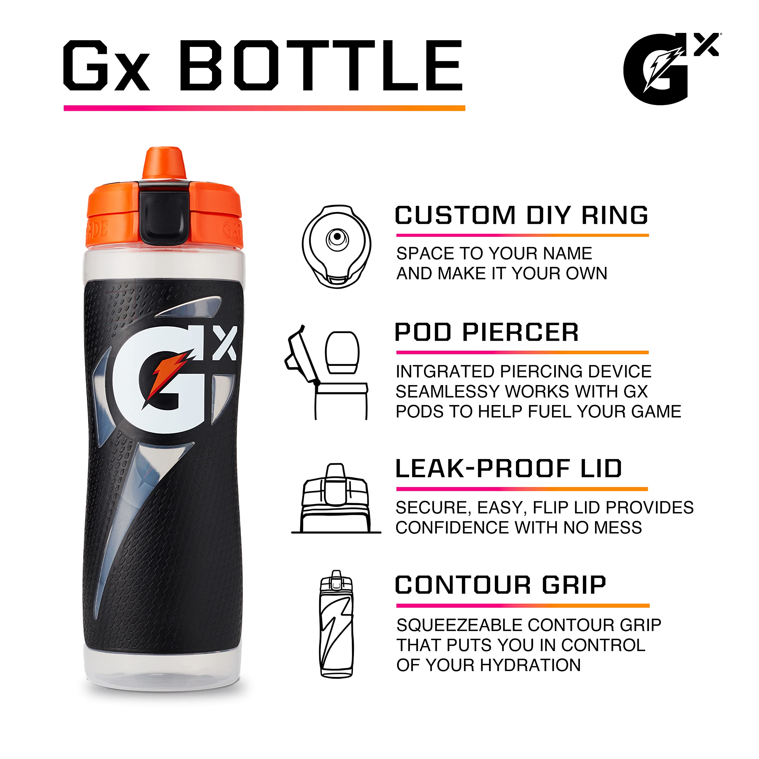 Gatorade Kitchen Gx Bottle , Plastic, Red, 30oz