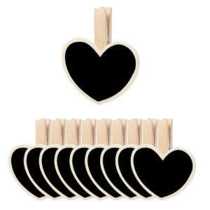 uxcell 10pcs mini chalkboards signs with wooden clip wood heart design chalkboard tag for weddings birthday party message board signs table number reminder price tag