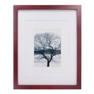egofine 11x14 picture frame display pictures 5x7/8x10 with mat or 11x14 without mat made of solid wood covered by plexiglass for table top display and wall mounting photo frame, dark red