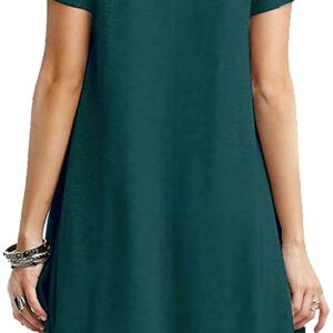 MOLERANI Women's Casual Plain Simple T-Shirt Loose Dress (3XL, 1 Dark Green)