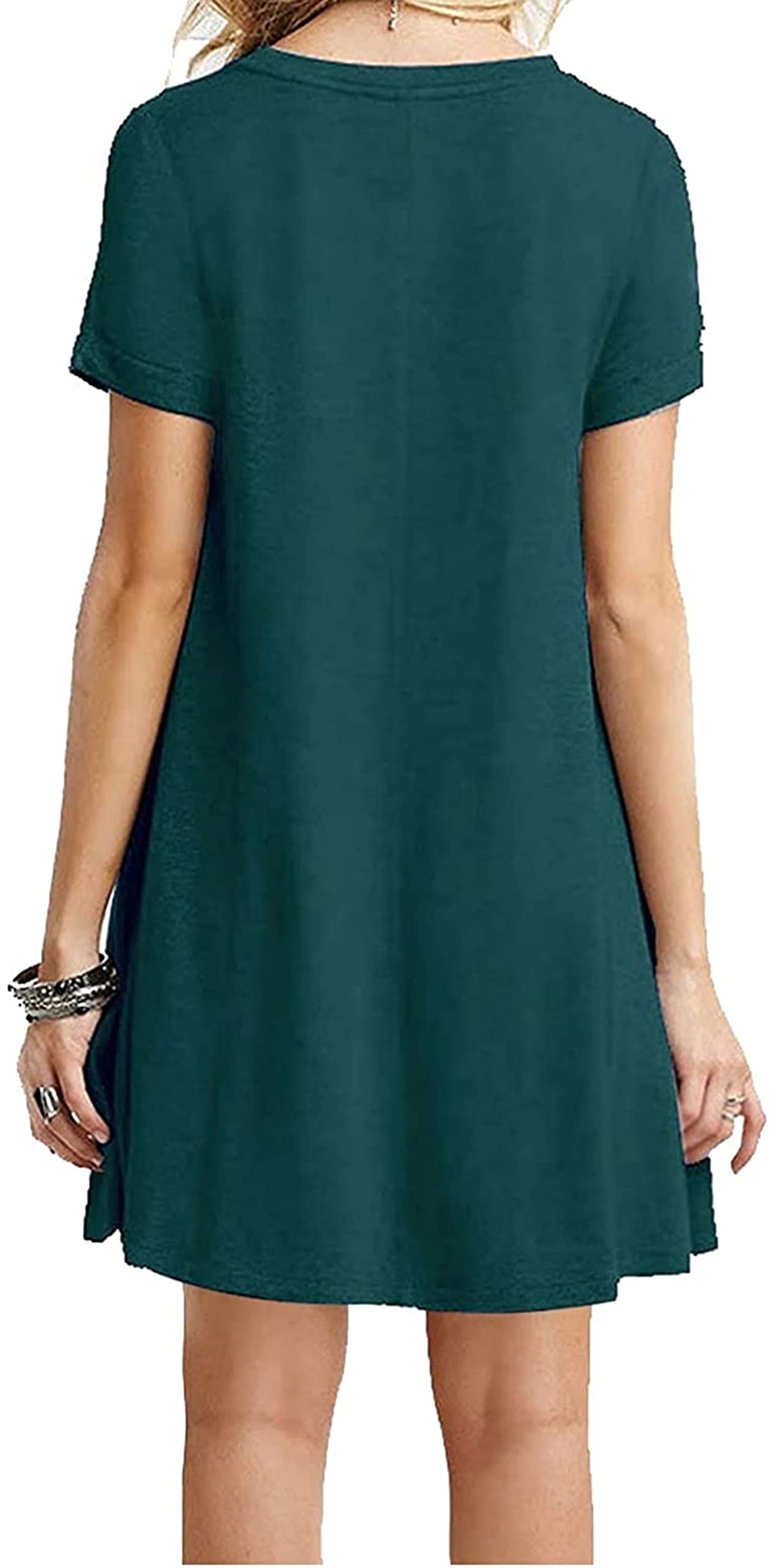 MOLERANI Women's Casual Plain Simple T-Shirt Loose Dress (3XL, 1 Dark Green)