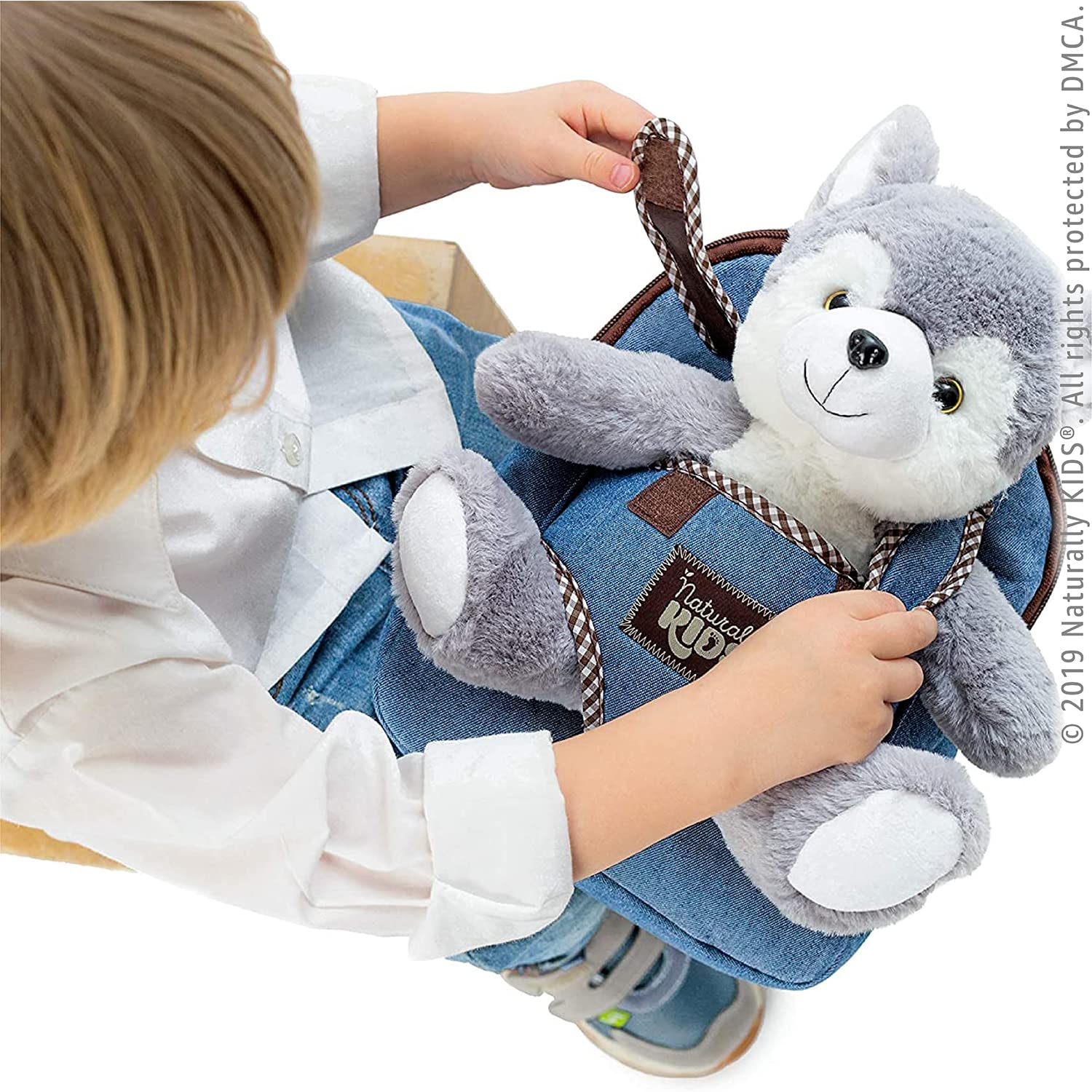 Wolf Backpack, Wolf Toys for Girls Boys, Wolf Stuffed Animal, Husky Toy for Kids