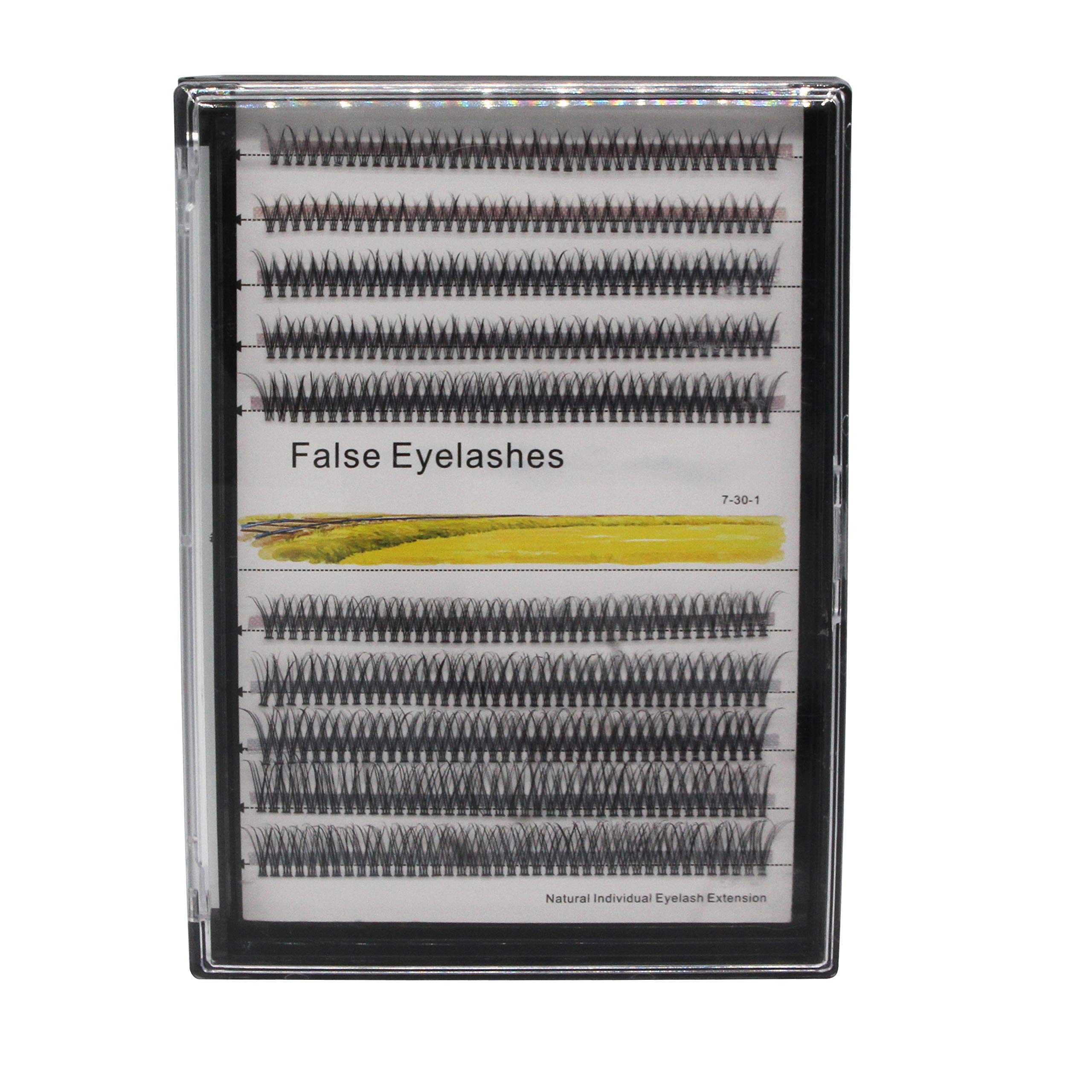 1Tray,400-count Beauty Nature Long Fishtail Style Individual Fake False Eyelashes Clusters Mixed 8-16mm High Volume 3D Eye Lashes Extensions Makeup Tools (8-16MM)