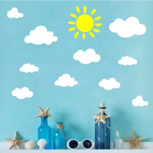 sun and clouds wall decals wall stickers peel white clouds sky wall decals easy to apply and removable baby nursery room wall decor