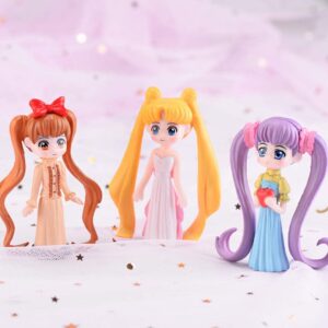 HYSTYLE 6 Pcs Lovely Girl Figurines Toys Mini Figure Collection Playset, Cake Topper Toy Doll Set, Car Doll, Office Ornament, Miniature Decorations, Landscape Scenes