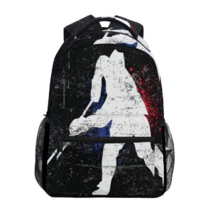 senya school backpack vintage ice hockey player bookbag for boys girls travel bag one size