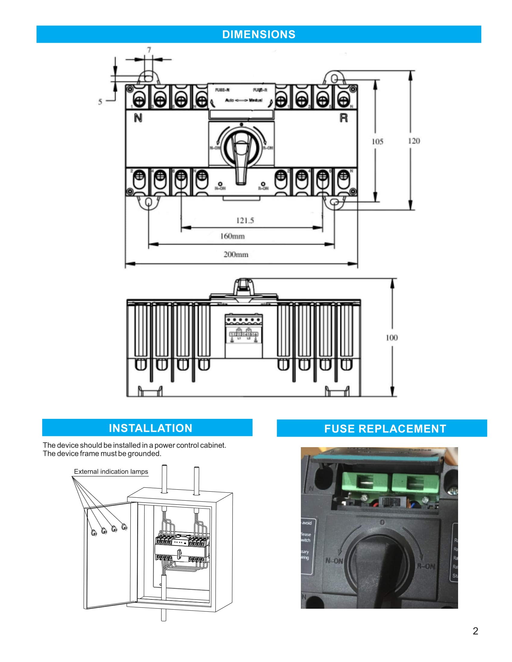 4PRO ATS-63A-4P-v3, 50/60Hz, Automatic Transfer Changeover Switch