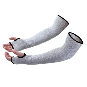 cawanfly protective arm sleeves, level 5 protection cut resistant sleeves with thumb hole (grey)