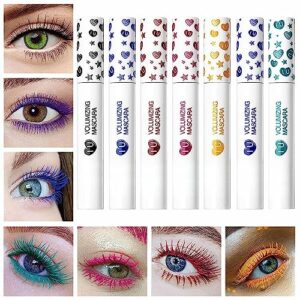 maepeor colored mascara 7 pack waterproof and smudgeproof longlasting mascara cruelty free & vegan volume mascara (7 colors set 1)