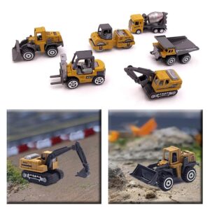 Kids Diecast Construction Vehicles Metal Engineering Cars Set Toys Play Trucks for Boys Age 3 4 Birthday Party Supplies Cake Topper (Pack of 6)