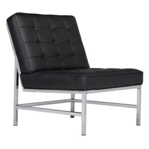 studio designs home ashlar slipper, accent chair in black bonded leather and chrome metal