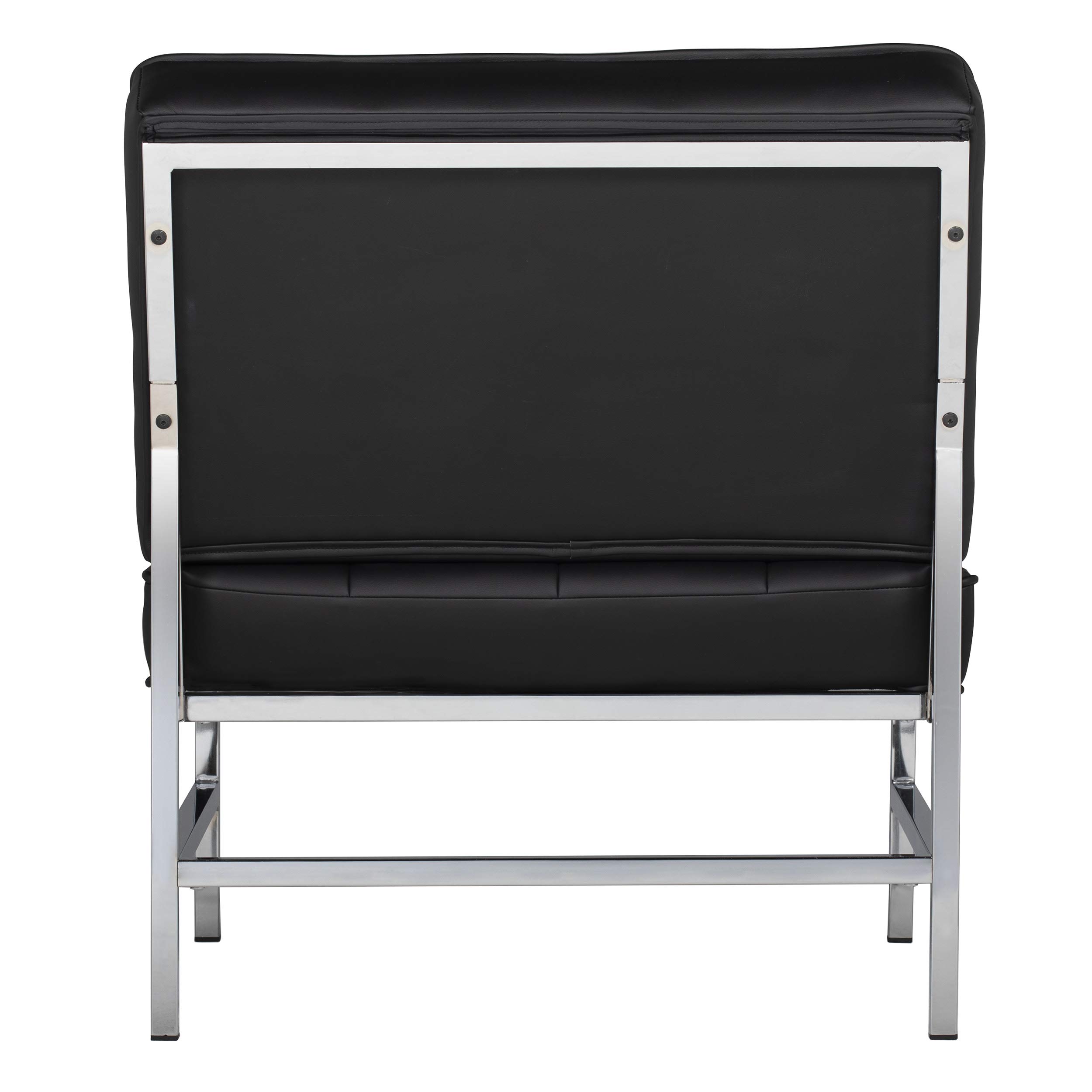 Studio Designs Home Ashlar Slipper, Accent Chair in Black Bonded Leather and Chrome Metal