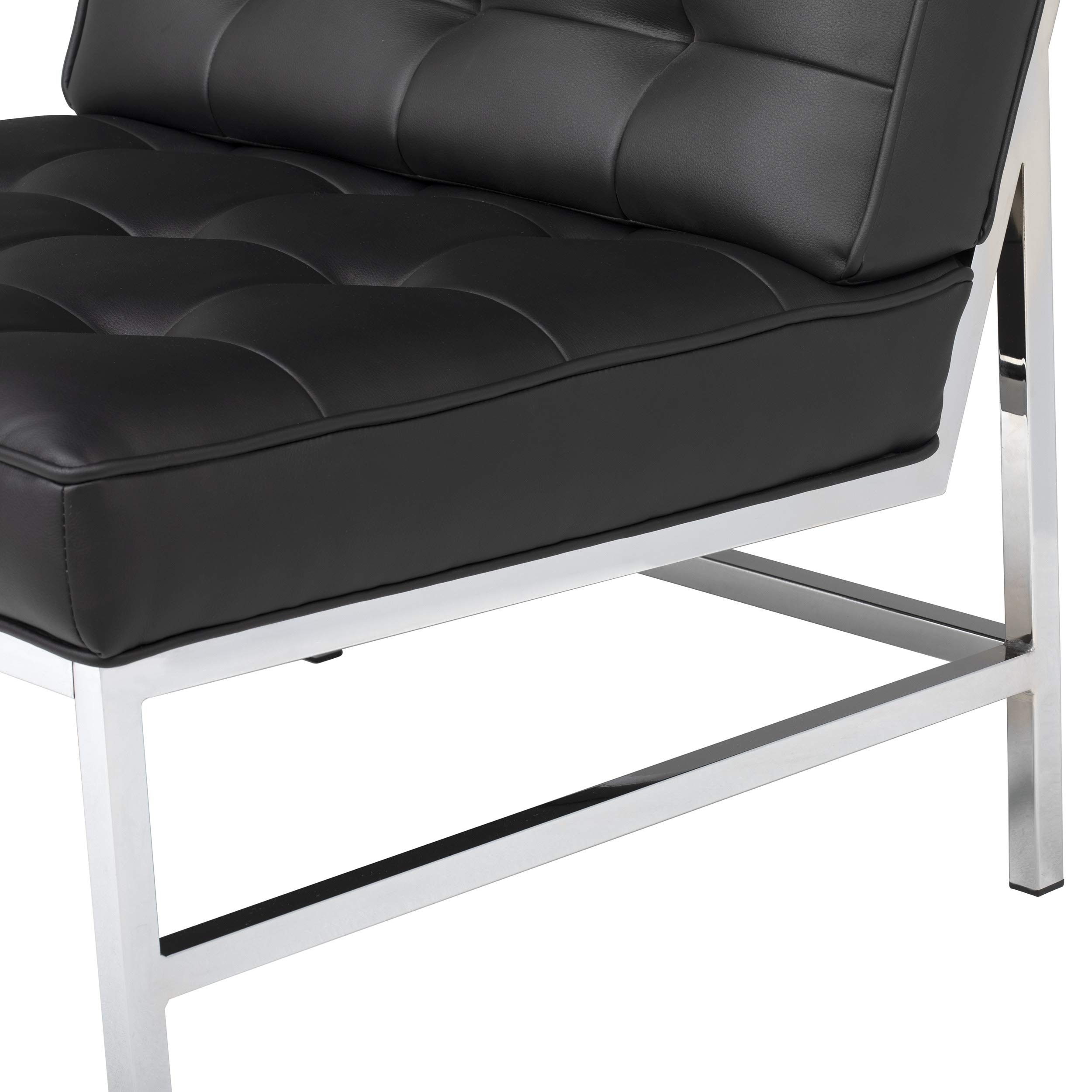 Studio Designs Home Ashlar Slipper, Accent Chair in Black Bonded Leather and Chrome Metal