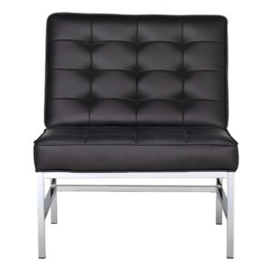 Studio Designs Home Ashlar Slipper, Accent Chair in Black Bonded Leather and Chrome Metal