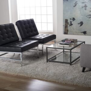 Studio Designs Home Ashlar Slipper, Accent Chair in Black Bonded Leather and Chrome Metal