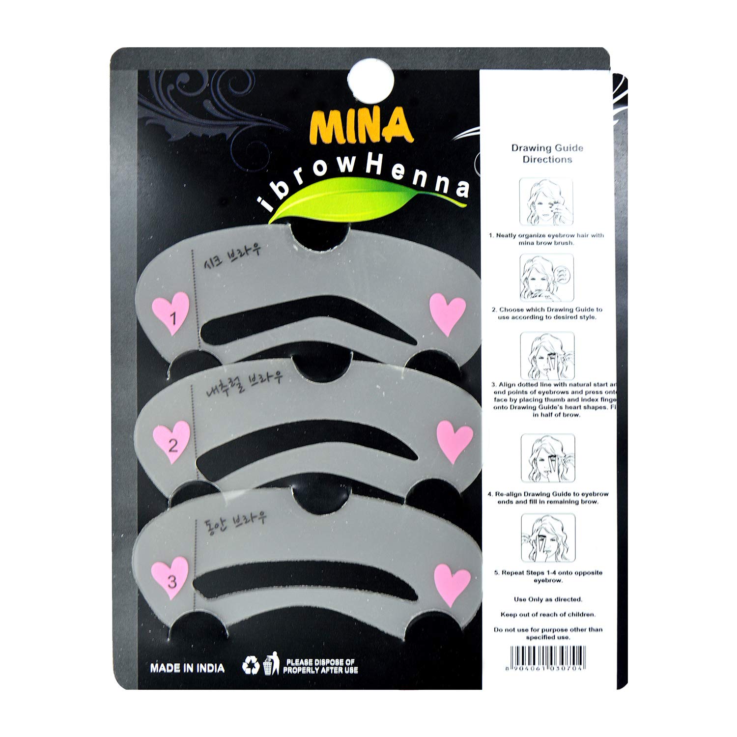 Mina ibrow Henna Tinting Kit & Regular Pack Light Brown with Eyebrow Stencils-Combo Pack