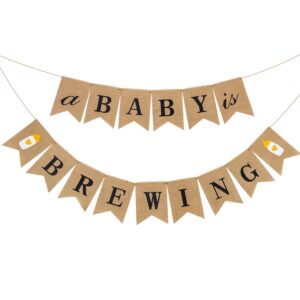 baby is brewing banner linen baby shower banner gender reveal baby bottle banner for pregnancy celebration diaper party decoration supplies