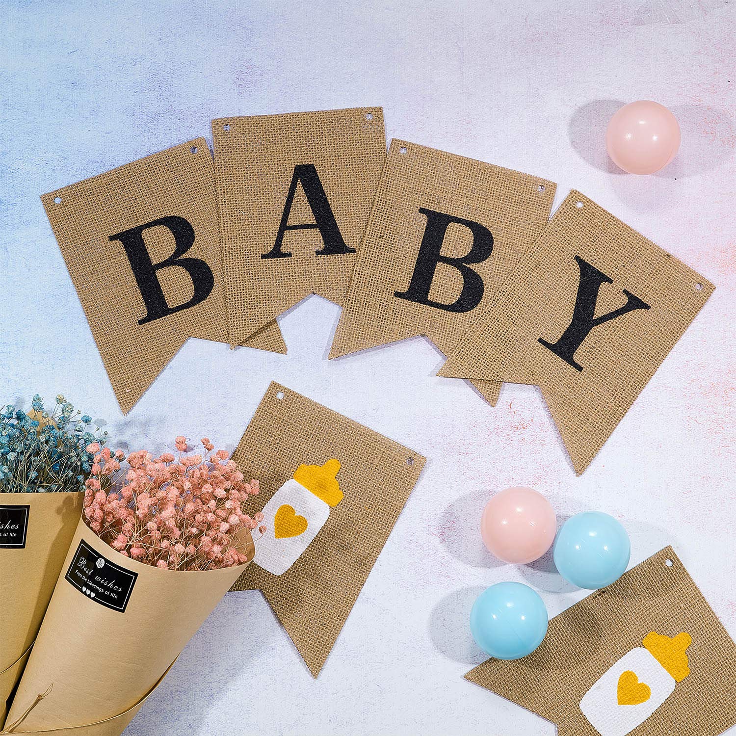 Baby Is Brewing Banner Linen Baby Shower Banner Gender Reveal Baby Bottle Banner for Pregnancy Celebration Diaper Party Decoration Supplies