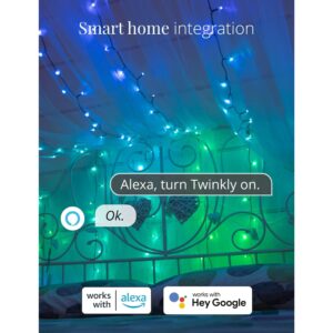 Twinkly Strings – App-Controlled LED Christmas Lights with 250 RGB+W (16 Million Colors + Warm White) LEDs. 65.6 feet. Green Wire. Indoor and Outdoor Smart Lighting Decoration