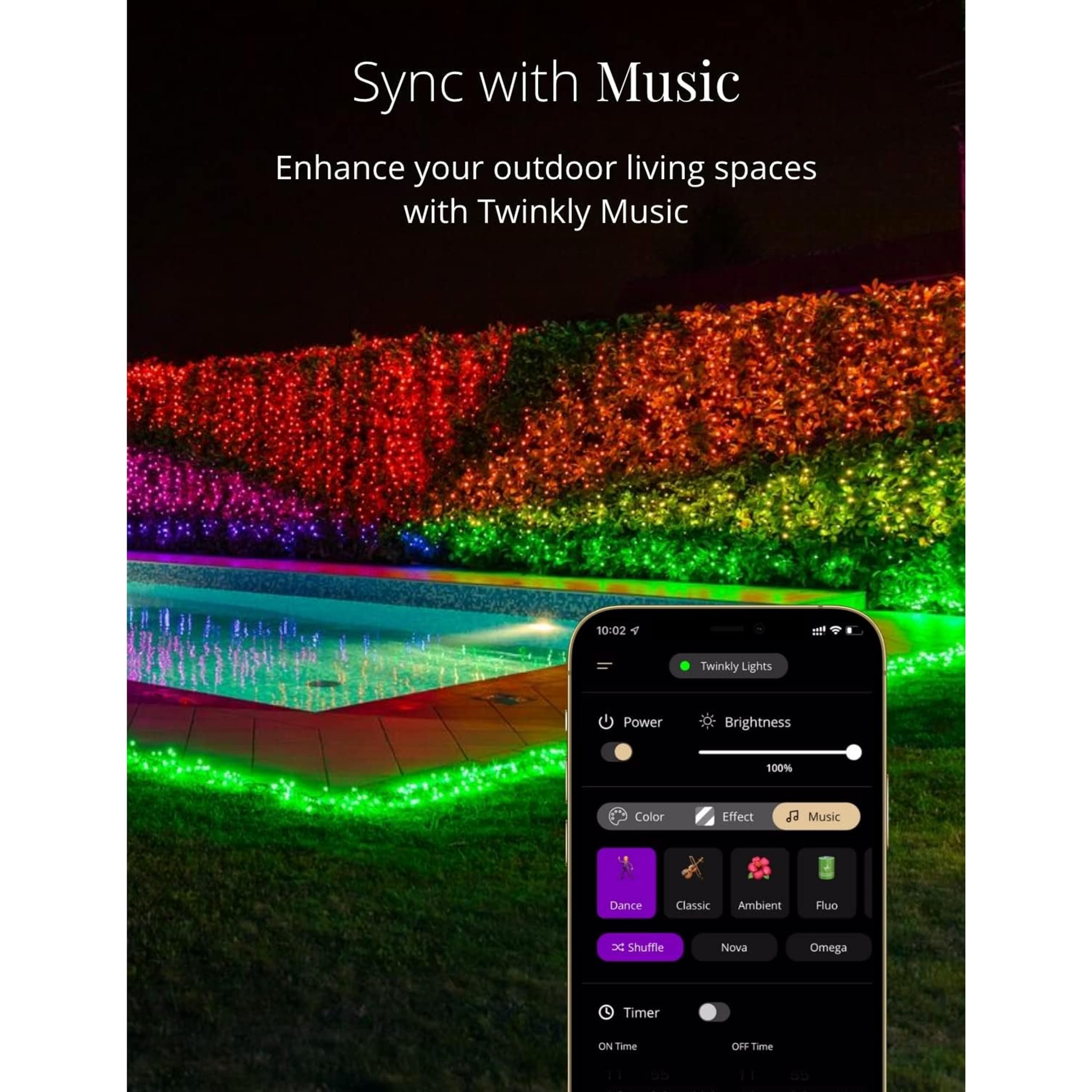 Twinkly Strings – App-Controlled LED Christmas Lights with 250 RGB+W (16 Million Colors + Warm White) LEDs. 65.6 feet. Green Wire. Indoor and Outdoor Smart Lighting Decoration